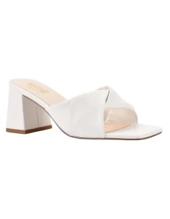 Verali Stella Block Heel Mules in Chalk White