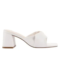 Verali Stella Block Heel Mules in Chalk White