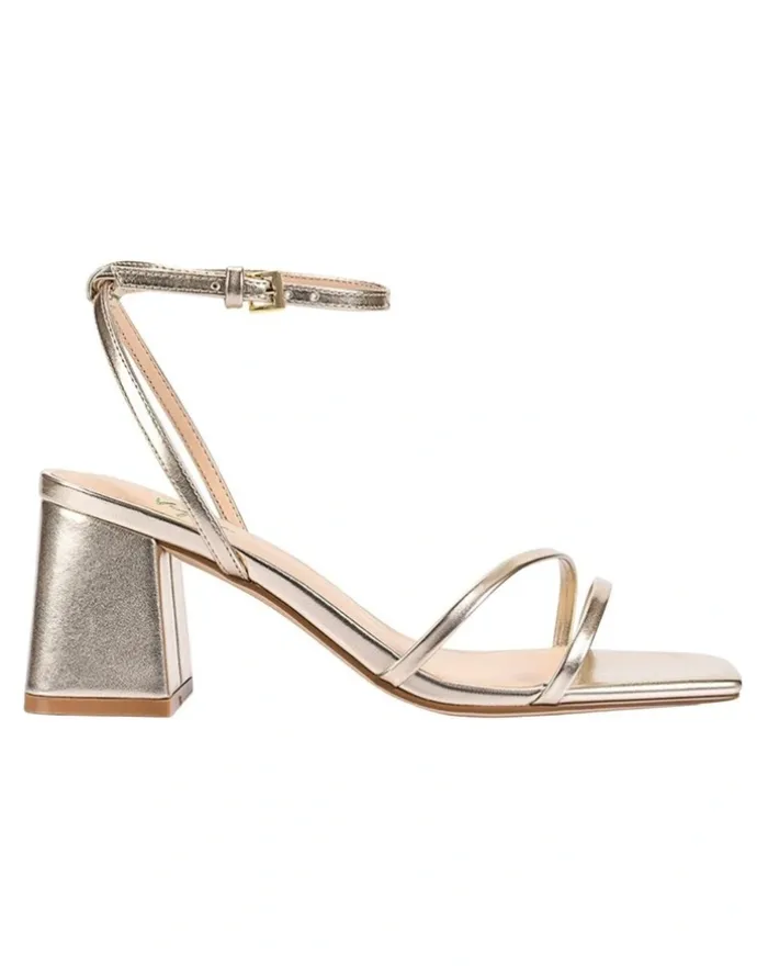 Verali Stevie Block Heel Sandals in Champagne Gold