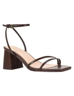 Verali Stevie Block Heel Sandals in Chocolate Brown