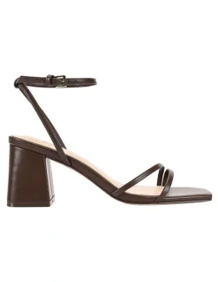Verali Stevie Block Heel Sandals in Chocolate Brown