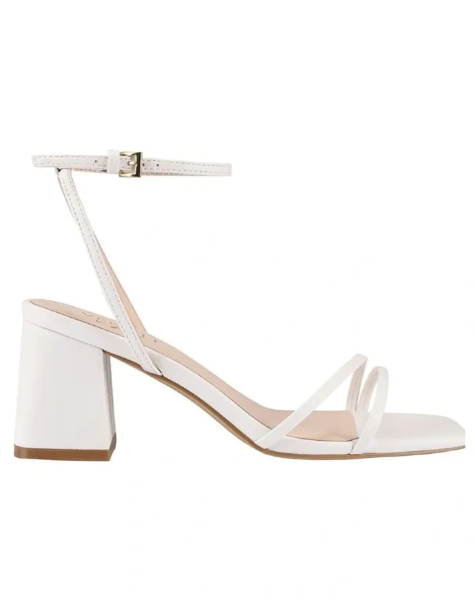 Verali Stevie Block Heel Sandals in Chalk White