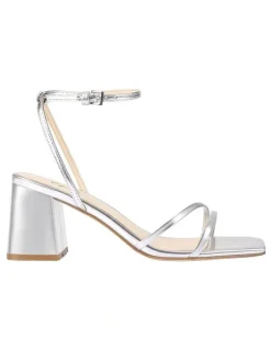 Verali Stevie Block Heels in Silver Metallic