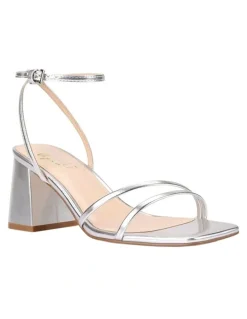 Verali Stevie Block Heels in Silver Metallic