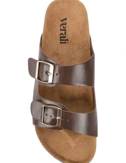 Verali Xylo Footbed Slides in Chocolate Brown