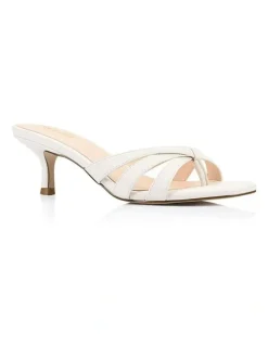 Verali Beau Kitten Heel Thongs in Chalk White