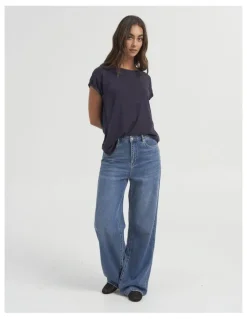 Vero Moda Ava Round Neck Tee in Navy