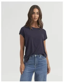 Vero Moda Ava Round Neck Tee in Navy
