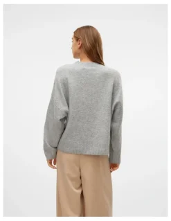 Vero Moda Boom Long Sleeve Knit Jumper in Grey