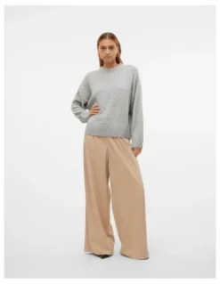 Vero Moda Boom Long Sleeve Knit Jumper in Grey