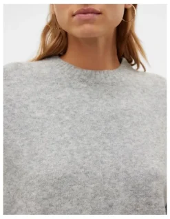 Vero Moda Boom Long Sleeve Knit Jumper in Grey
