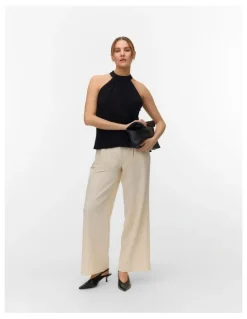 Vero Moda Bril Wide Pleated Pants in Sand