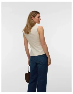 Vero Moda Brill Buttoned Vest in Sand