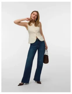 Vero Moda Brill Buttoned Vest in Sand