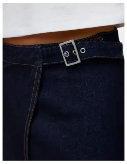 Vero Moda Calista High Waisted Denim Skirt in Dark Blue Denim