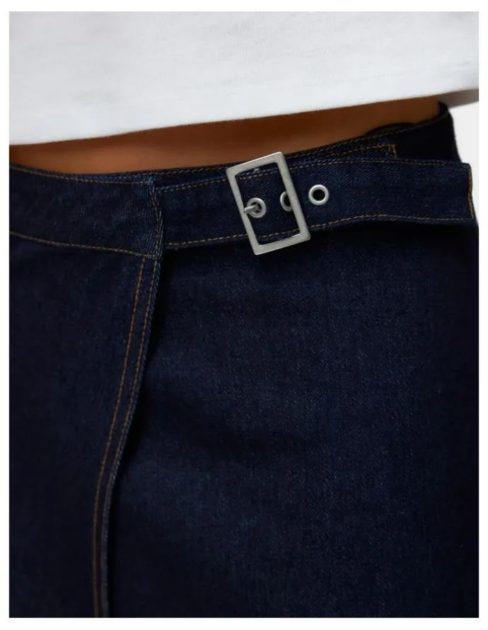 Vero Moda Calista High Waisted Denim Skirt in Dark Blue Denim