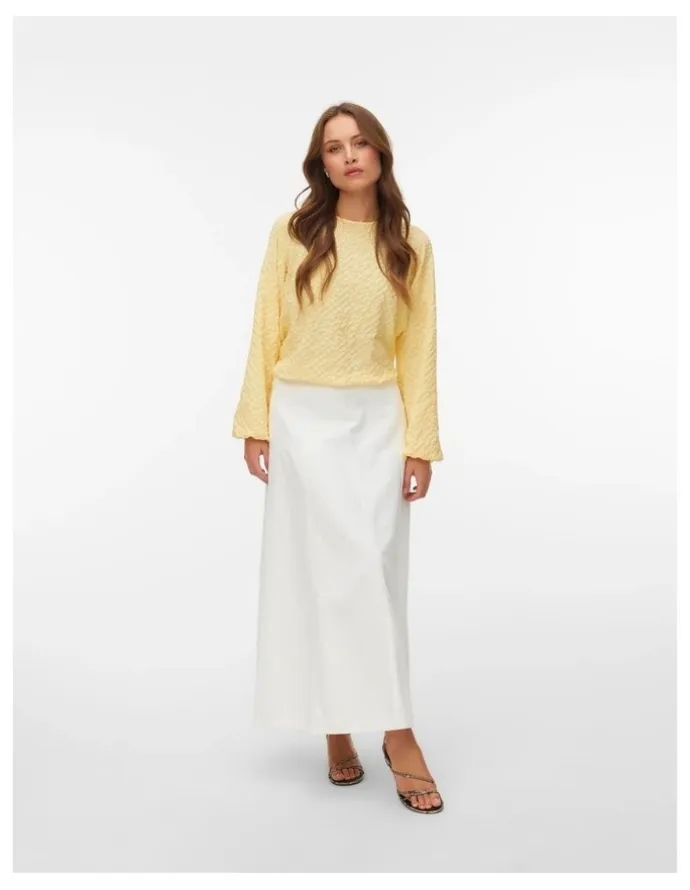 Vero Moda Cenna Denim Maxi Skirt in Ecru