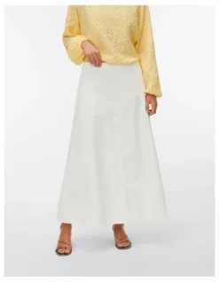 Vero Moda Cenna Denim Maxi Skirt in Ecru