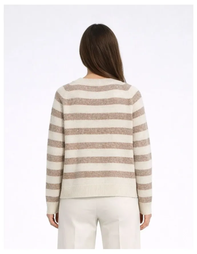 Vero Moda Doffy Long Sleeve Striped Knit in Oatmeal