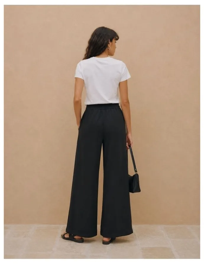 Vero Moda Esme Tie Wide Pant in Black