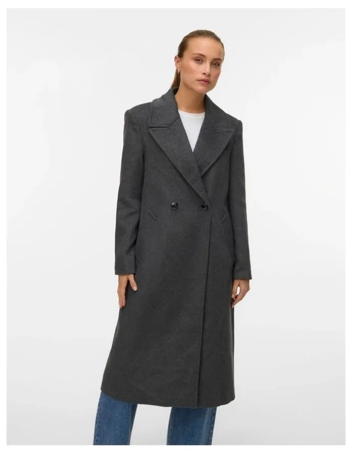 Vero Moda Garner Long Coat in Dark Grey