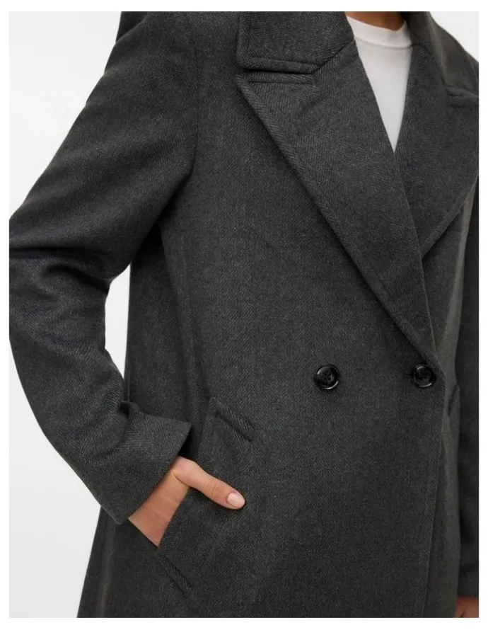 Vero Moda Garner Long Coat in Dark Grey