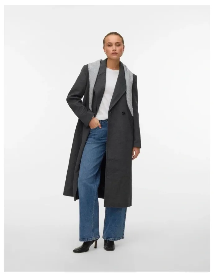 Vero Moda Garner Long Coat in Dark Grey