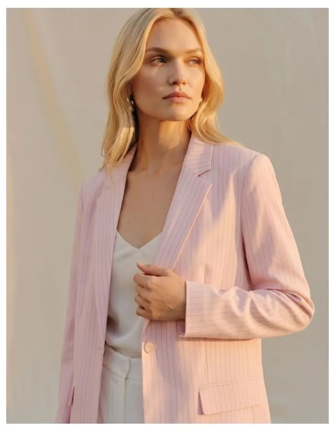 Vero Moda Kaja Striped Blazer in Pink