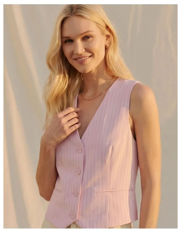 Vero Moda Kaja Tailored Vest in Pink