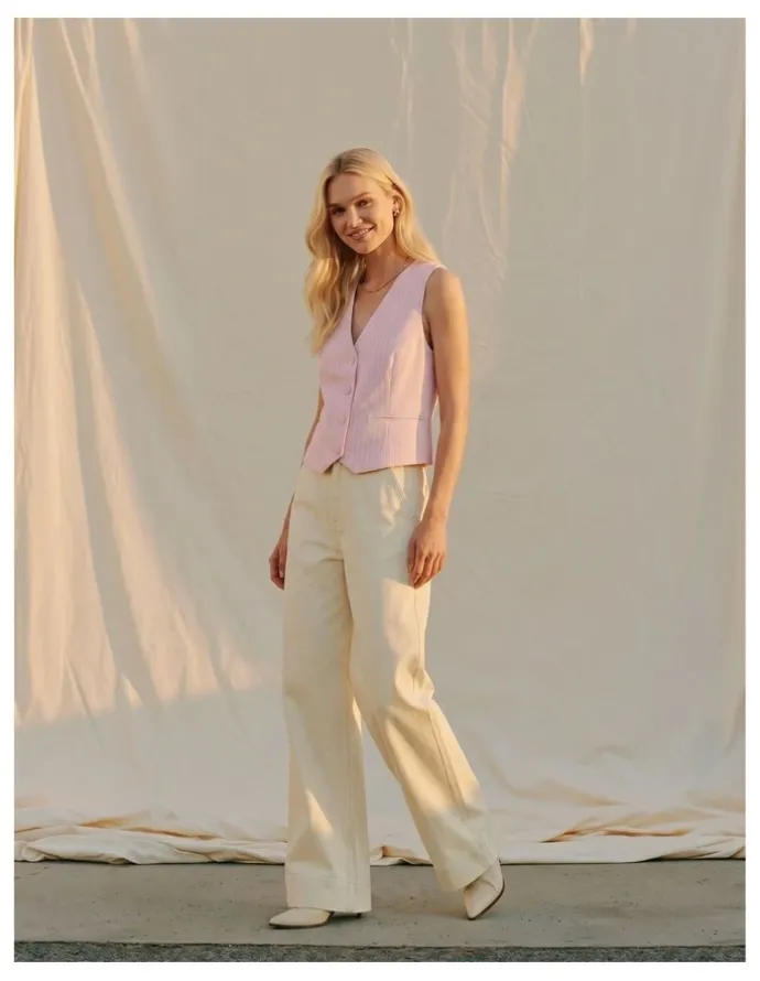 Vero Moda Kaja Tailored Vest in Pink