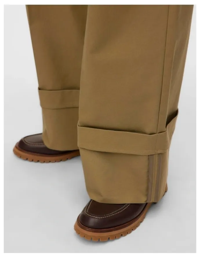 Vero Moda Kora High Waisted Wide Fold Up Pants in Khaki