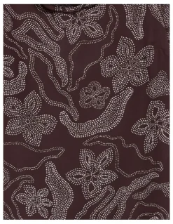 Vero Moda Maira Asymmetric Printed Midi Skirt in Brown