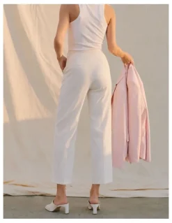 Vero Moda Malu Straight Cropped Pants in White