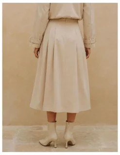 Vero Moda Manonsia Belted Midi Skirt in Ivory