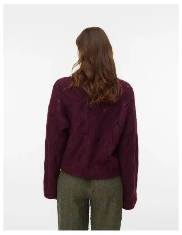 Vero Moda Newlina Knit Top in Wine