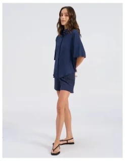 Vero Moda Ricki High Waisted Tie Shorts in Navy