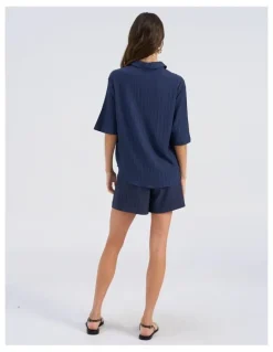 Vero Moda Ricki High Waisted Tie Shorts in Navy