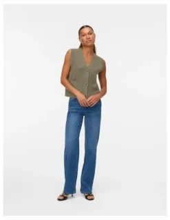 Vero Moda Saba Buttoned Vest in Gold