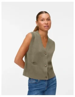 Vero Moda Saba Buttoned Vest in Gold