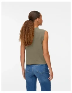 Vero Moda Saba Buttoned Vest in Gold
