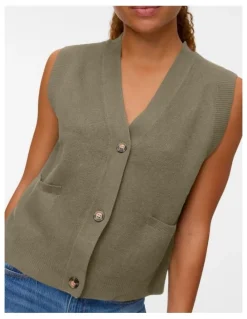 Vero Moda Saba Buttoned Vest in Gold