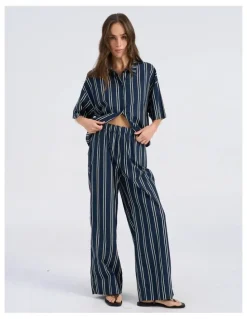 Vero Moda Susi High Waisted Stripe Loose Pant in Navy