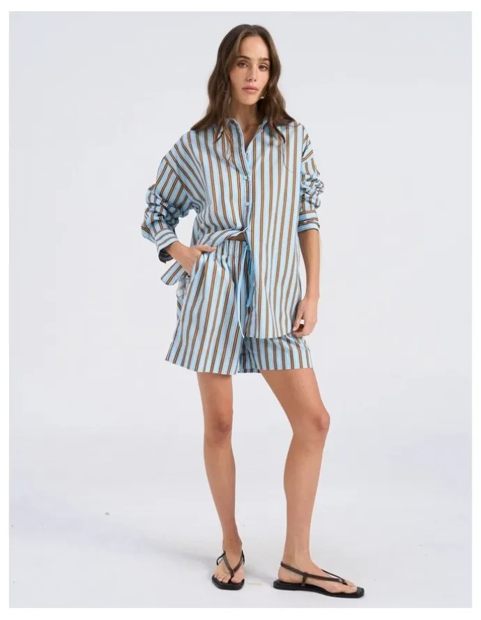 Vero Moda Susi Striped Shorts in Cashmere Blue