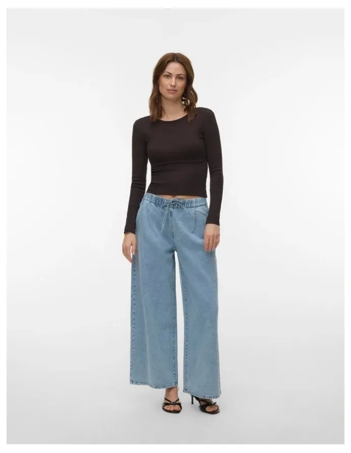 Vero Moda Valeria Wide Jeans in Light Blue Denim