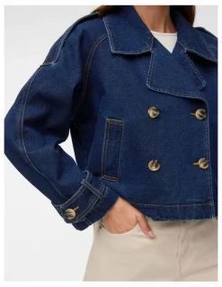Vero Moda Lelou Cropped Dark Denim Jacket
