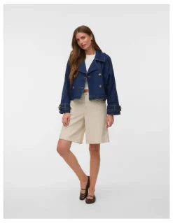 Vero Moda Lelou Cropped Dark Denim Jacket