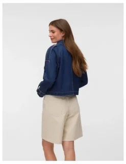 Vero Moda Lelou Cropped Dark Denim Jacket
