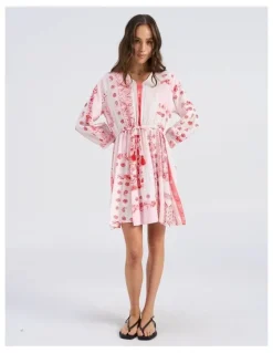 Vero Moda Milan Omia Printed Mini Dress in Pink