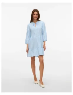 Vero Moda Nanna Layered Long Sleeve Mini Dress in Blue