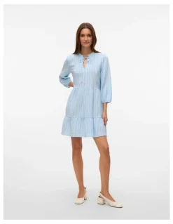 Vero Moda Nanna Layered Long Sleeve Mini Dress in Blue